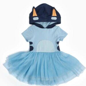 Taylor Joelle Sz 5 BLUEY Tulle Twirl Dress Costume Dress Up w/ Matching Glasses